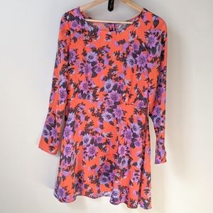 FREE PEOPLE orange & purple floral dress
